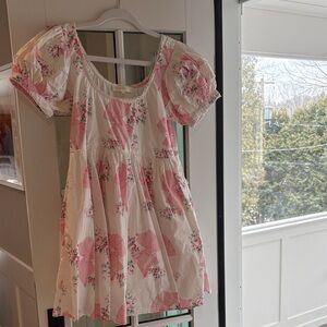 LoveShackFancy Pink and White Floral Dress